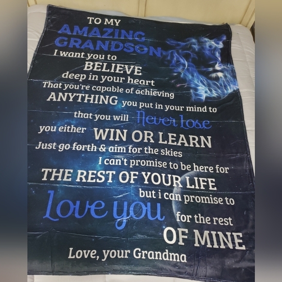 1249- To My Grandson Motivational Blanket Throw NWT - Picture 1 of 6